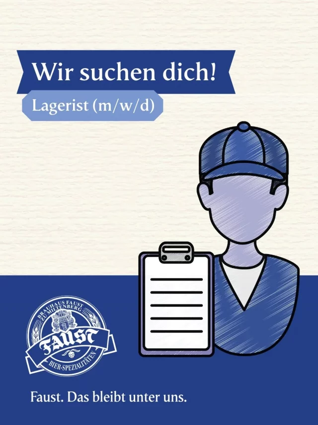 🍺 Wir suchen DICH als Lagerist (w/m/d)!

Du hast einen Staplerführerschein, liebst es organisiert zu arbeiten – und das auch noch in einem tollen Team? Dann bist du bei uns genau richtig!

Als Lagerist stellst du sicher, dass bei uns alles reibungslos ablaufen kann! Du unterstützt beim Be- und Entladen unserer Fahrzeuge 🚛 und sorgst dafür, dass unser Bier am Ende auch bei unseren Kunden ankommt! 

Bei uns erwarten dich ein sympathisches Team, ein sicherer Arbeitsplatz und flache Hierachien in einem echten Familienunternehmen! 🍻

Der Job passt zu dir? Dann bewirb dich jetzt direkt über unsere Webseite!

#brauhausfaust #miltenberg #stellenanzeige #lagerist